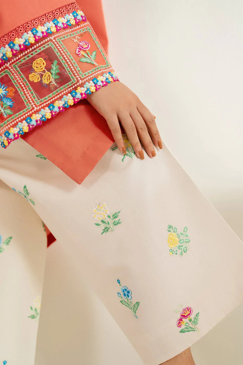 Farasha | Thread Lines Embroidered | Suncharm Glow - Aqsa Fabrics