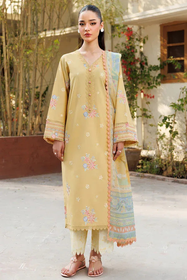 Farasha | Summer Weaves Embroidered Lawn | Sunlit Mellow - Aqsa Fabrics