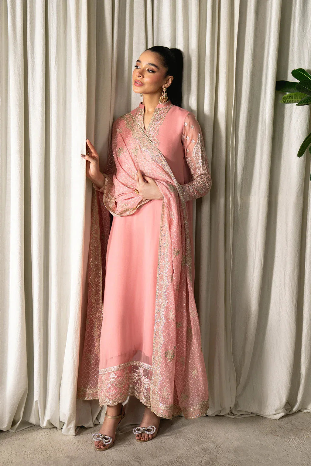 Neeshay | Ready to Wear Chiffon | RTW-CHFN-02 Pink - Aqsa Fabrics