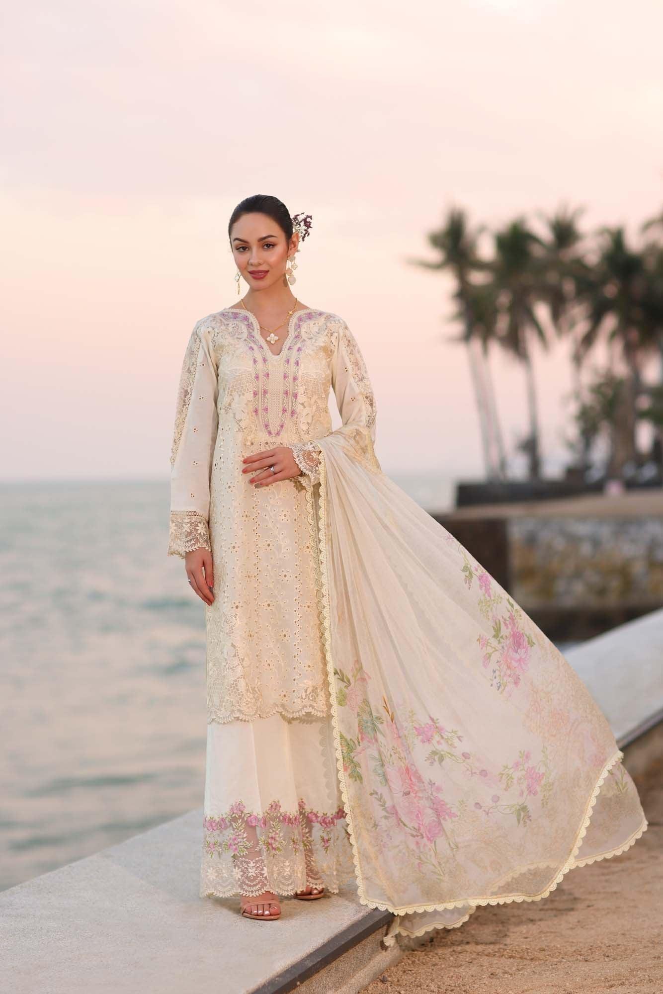 Noor by Saadia Asad | Eid Luxury Laserkari 25 | D3-A - Aqsa Fabrics
