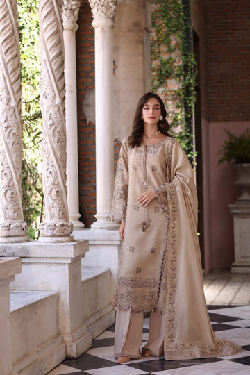 Noor by Saadia Asad | Winter Pashmina 25 | Caramel Mist - Aqsa Fabrics