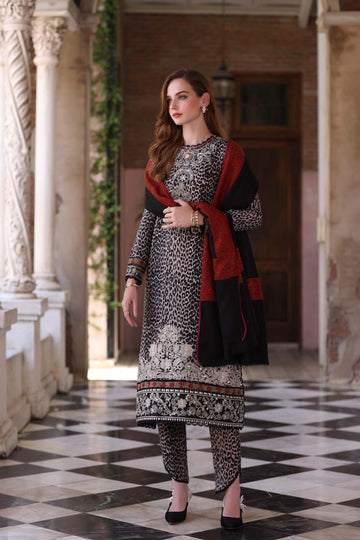 Noor by Saadia Asad | Winter Pashmina 25 | Noir Safari - Aqsa Fabrics