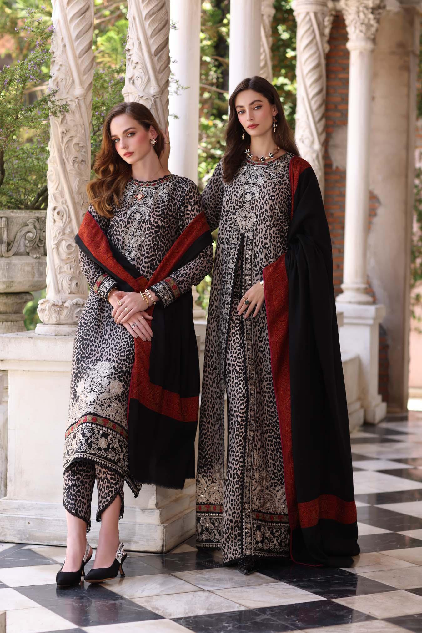 Noor by Saadia Asad | Winter Pashmina 25 | Noir Safari - Aqsa Fabrics