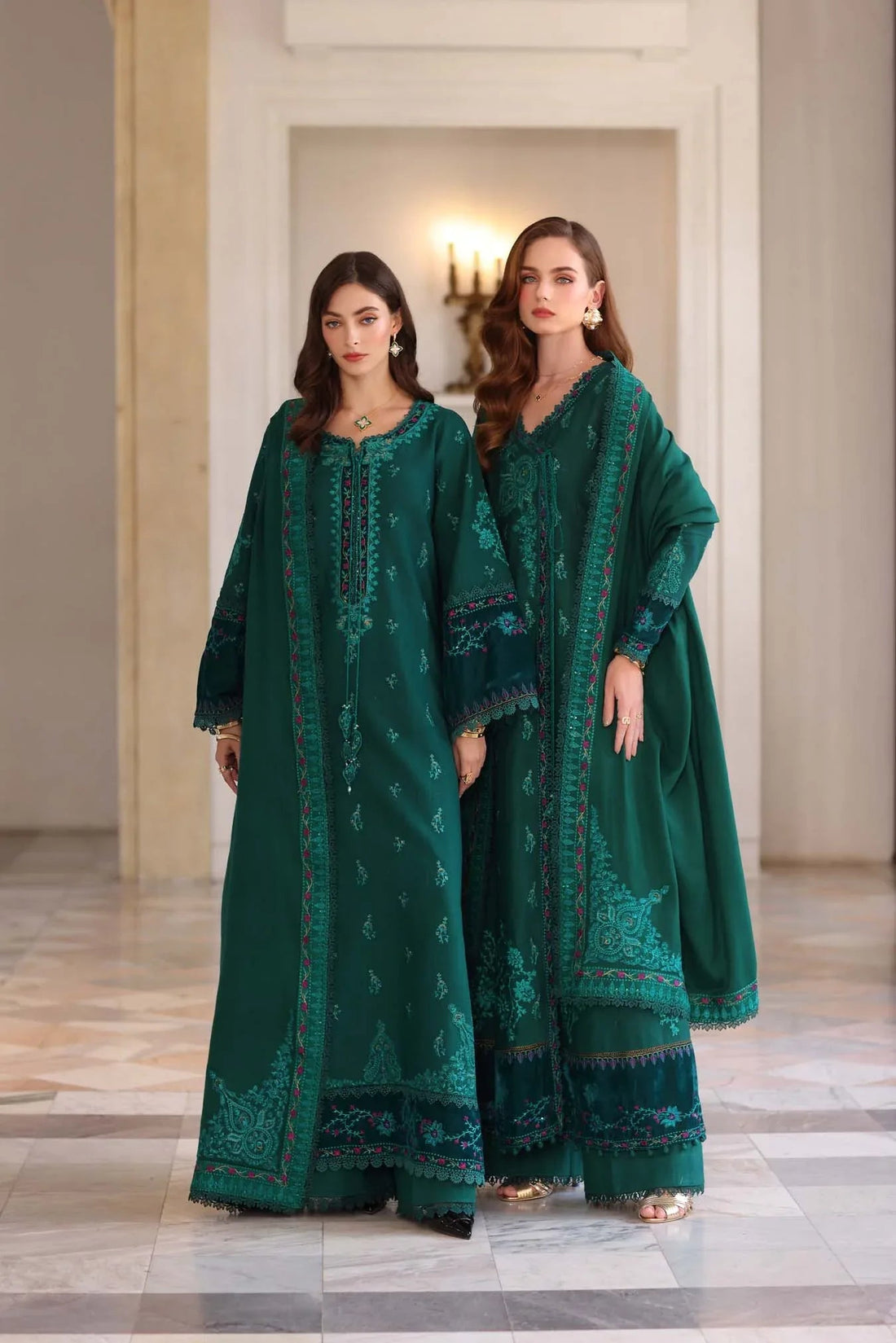 Noor by Saadia Asad | Winter Pashmina 25 | Emerald Reverie - Aqsa Fabrics
