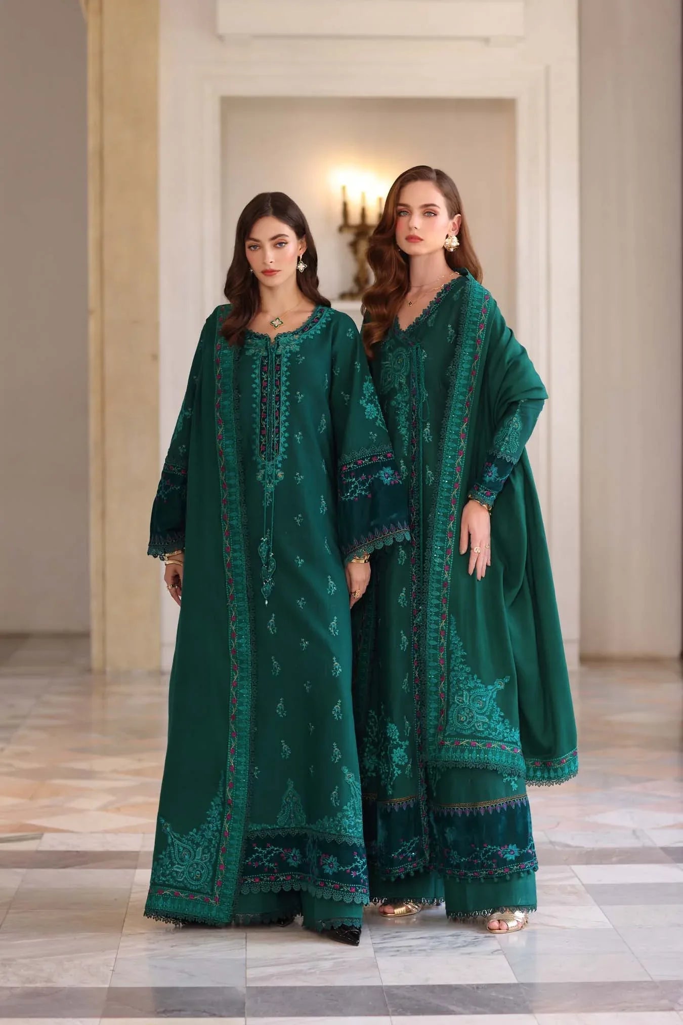 Noor by Saadia Asad | Winter Pashmina 25 | Emerald Reverie - Aqsa Fabrics