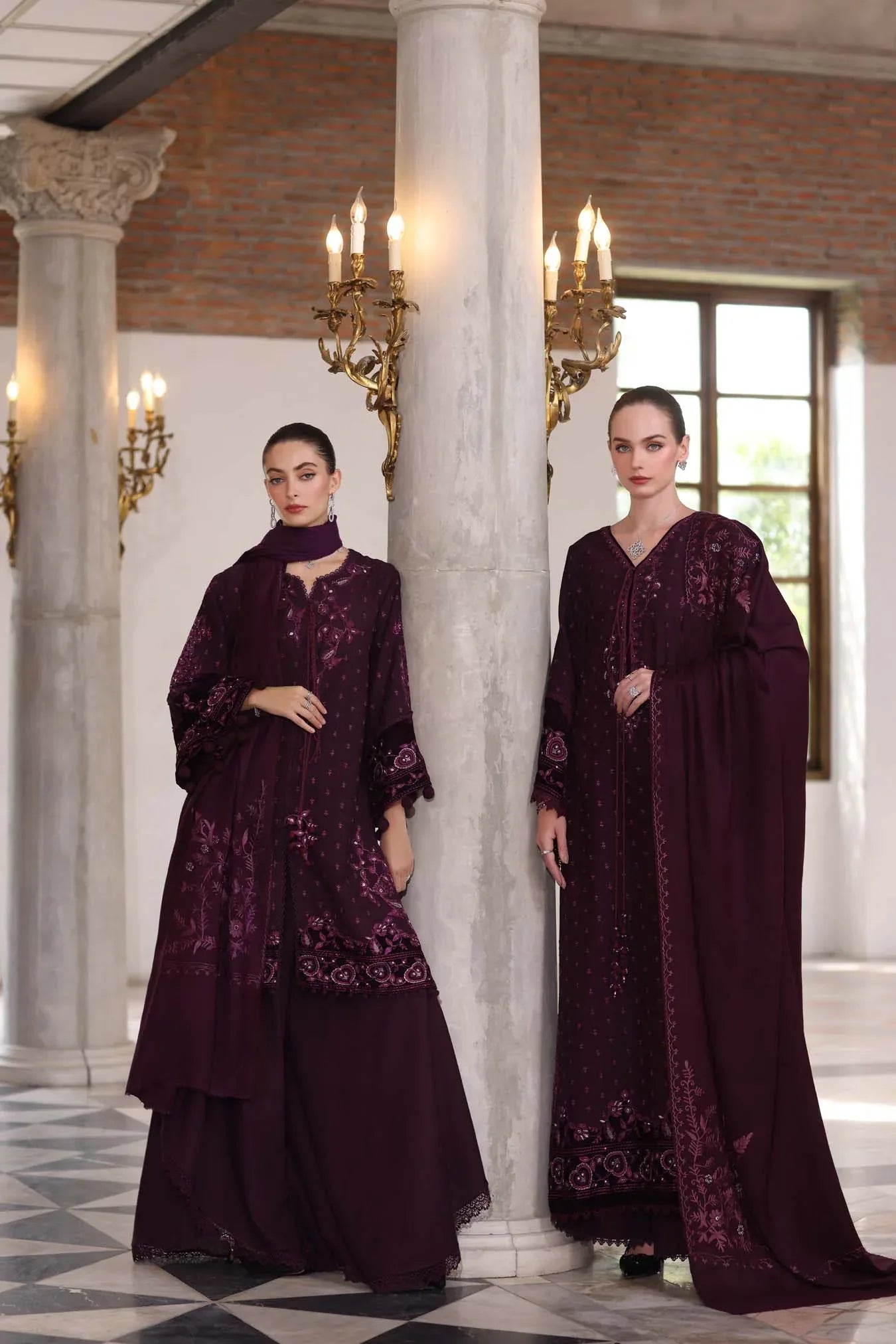 Noor by Saadia Asad | Winter Pashmina 25 | Damson - Aqsa Fabrics
