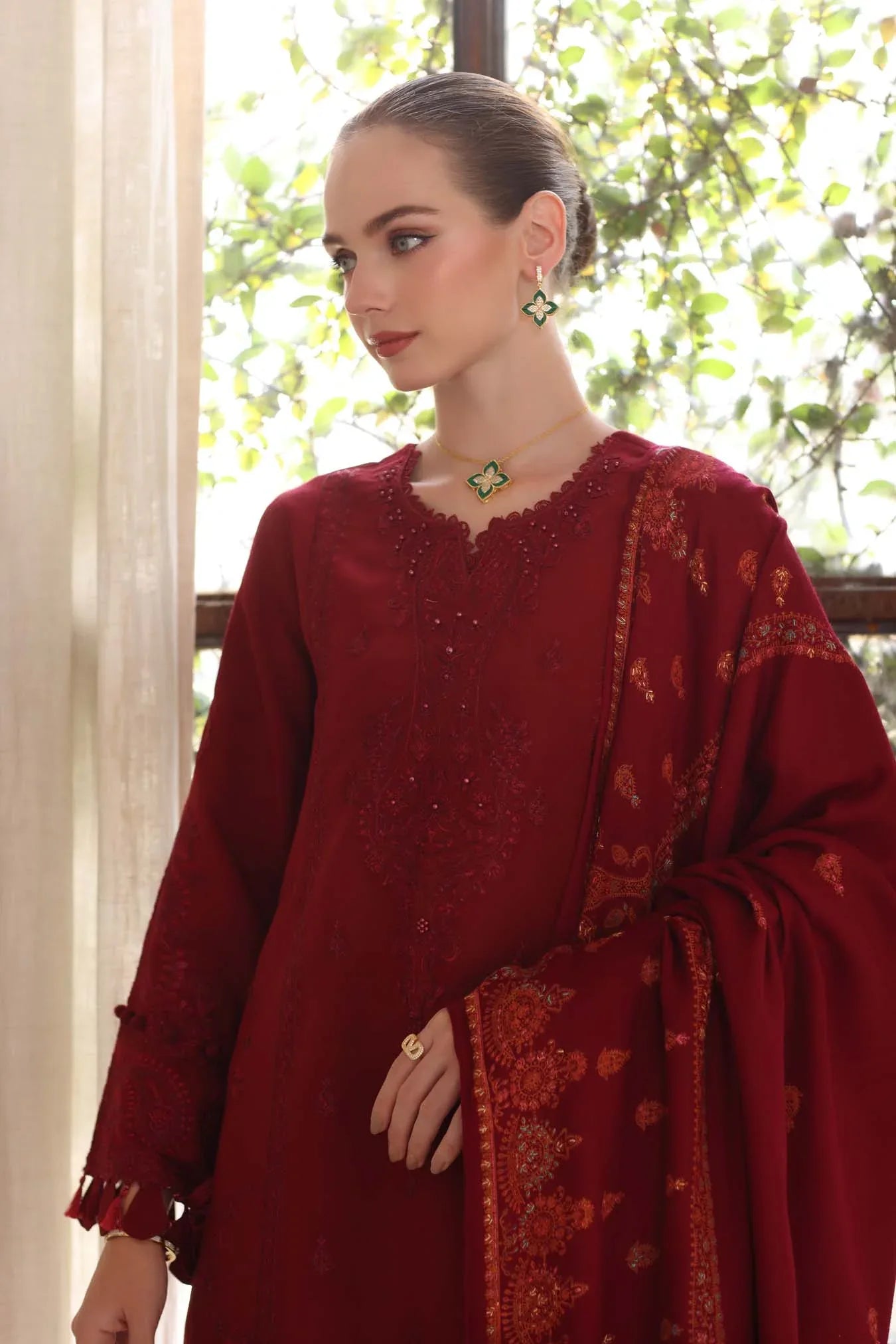 Noor by Saadia Asad | Winter Pashmina 25 | Ember - Aqsa Fabrics