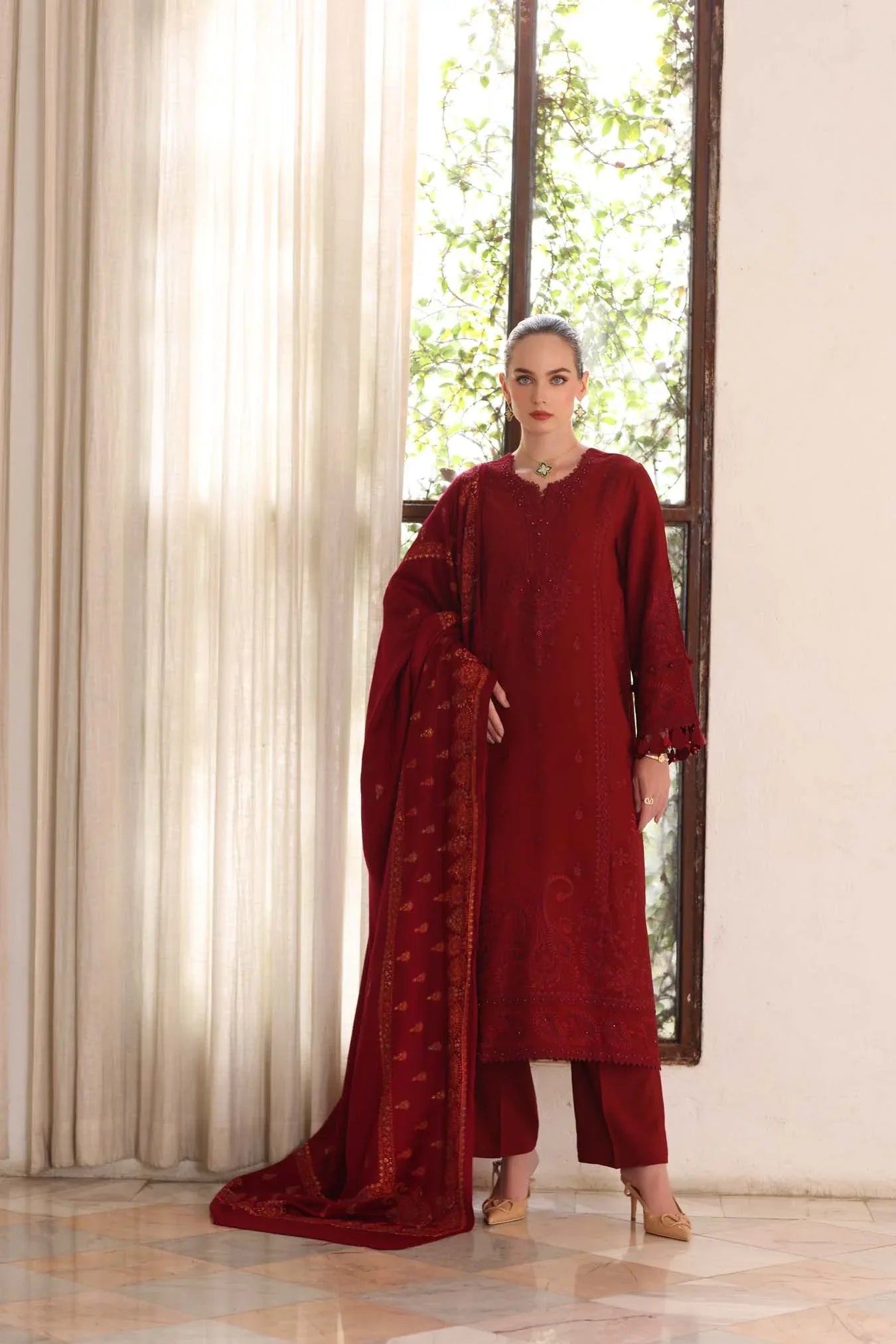 Noor by Saadia Asad | Winter Pashmina 25 | Ember - Aqsa Fabrics