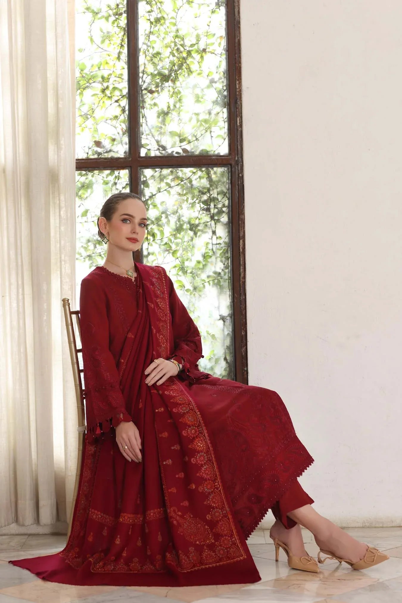 Noor by Saadia Asad | Winter Pashmina 25 | Ember - Aqsa Fabrics