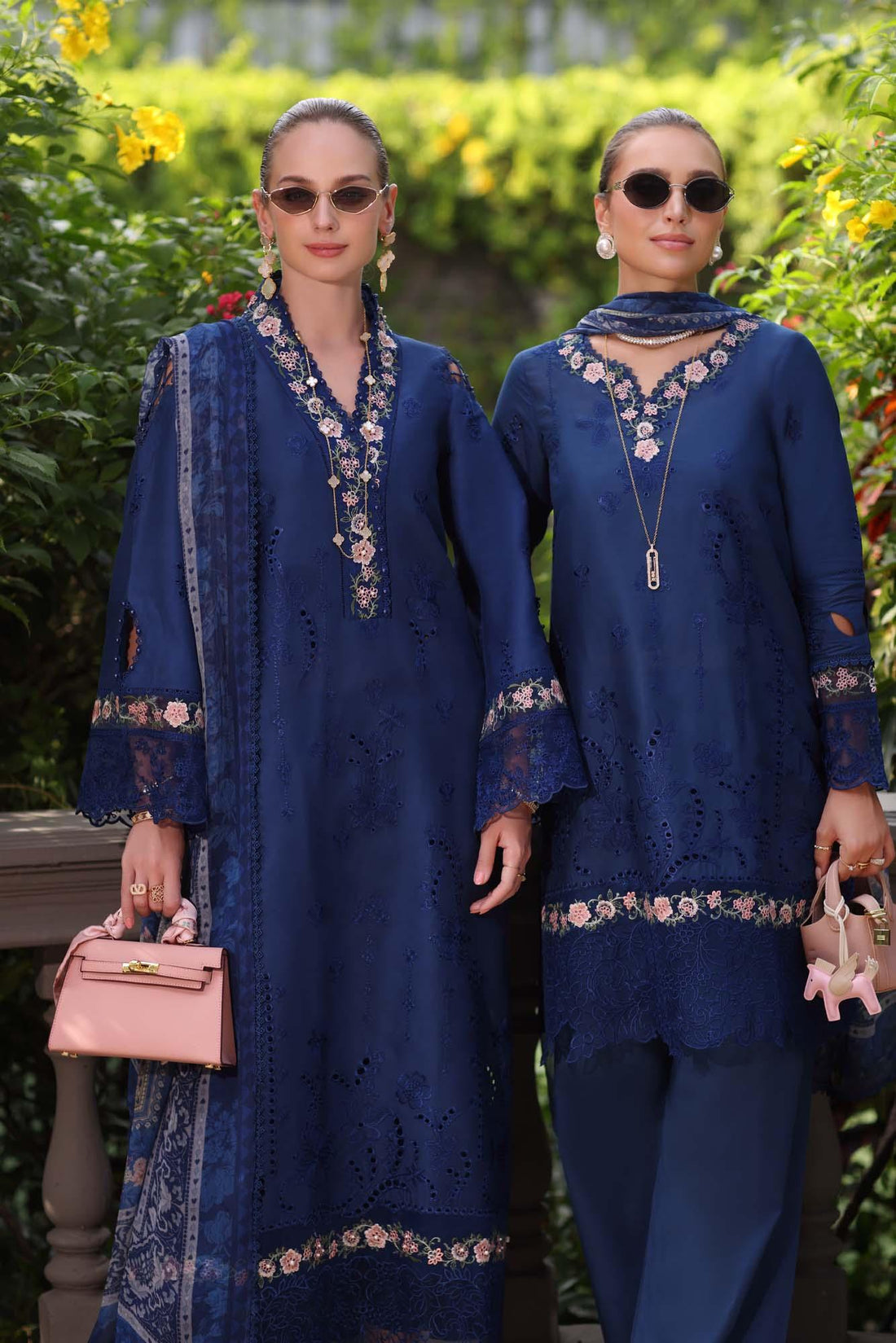 Noor by Saadia Asad | Eid Luxury Schiffli Laserkari 25 | D10- Royal Blue - Aqsa Fabrics
