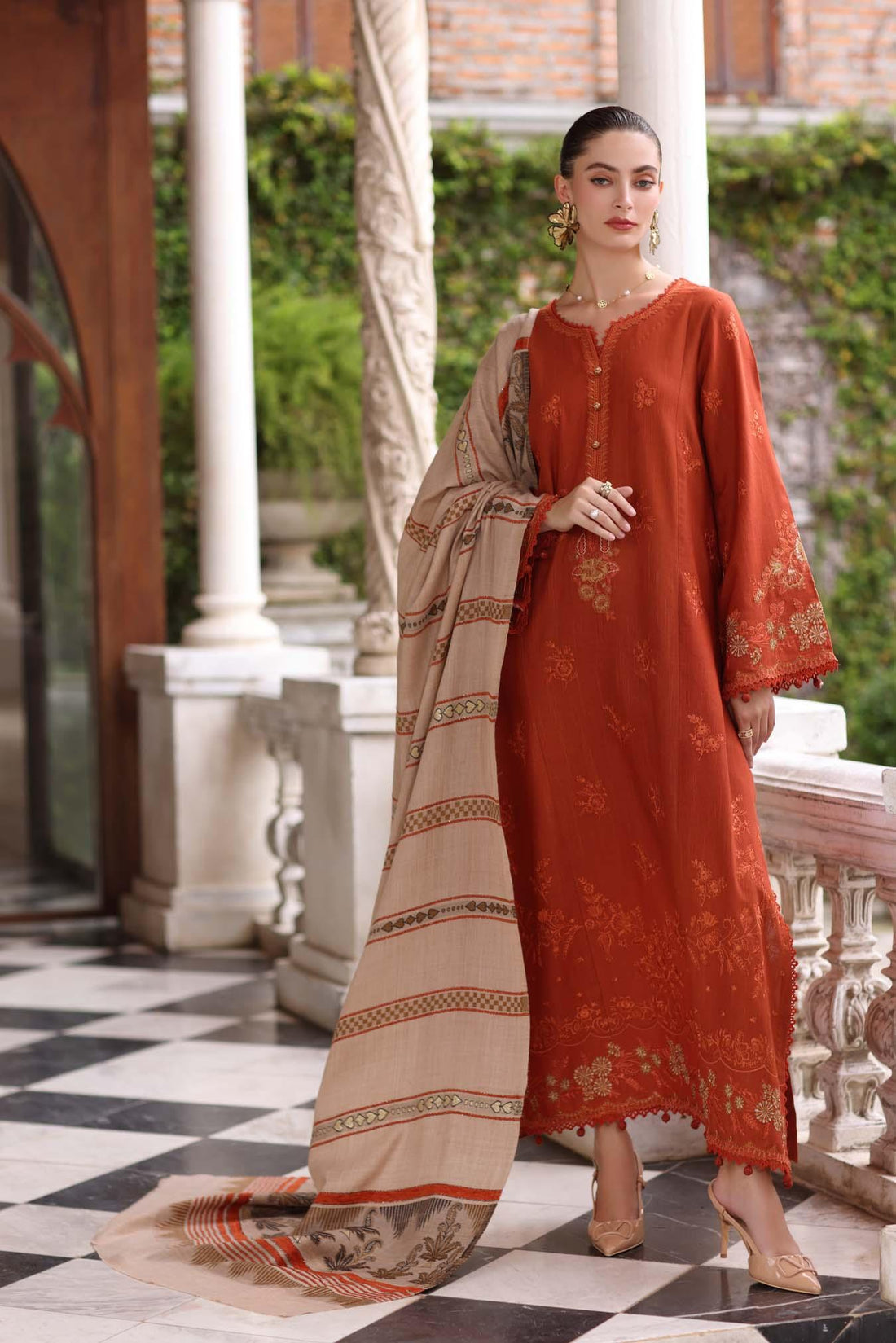 Noor by Saadia Asad | Winter Pashmina 25 | Rustique - Aqsa Fabrics