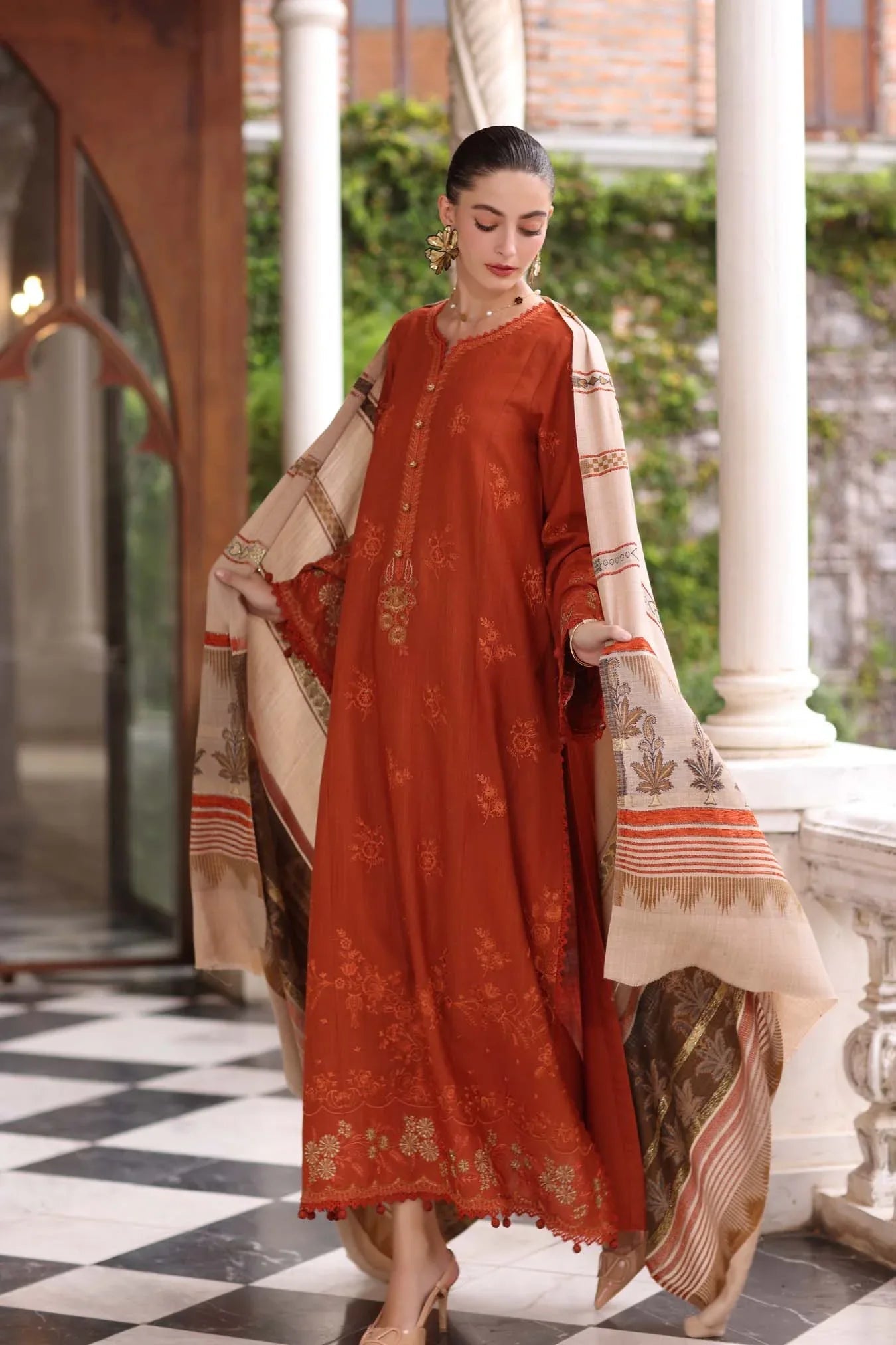 Noor by Saadia Asad | Winter Pashmina 25 | Rustique - Aqsa Fabrics