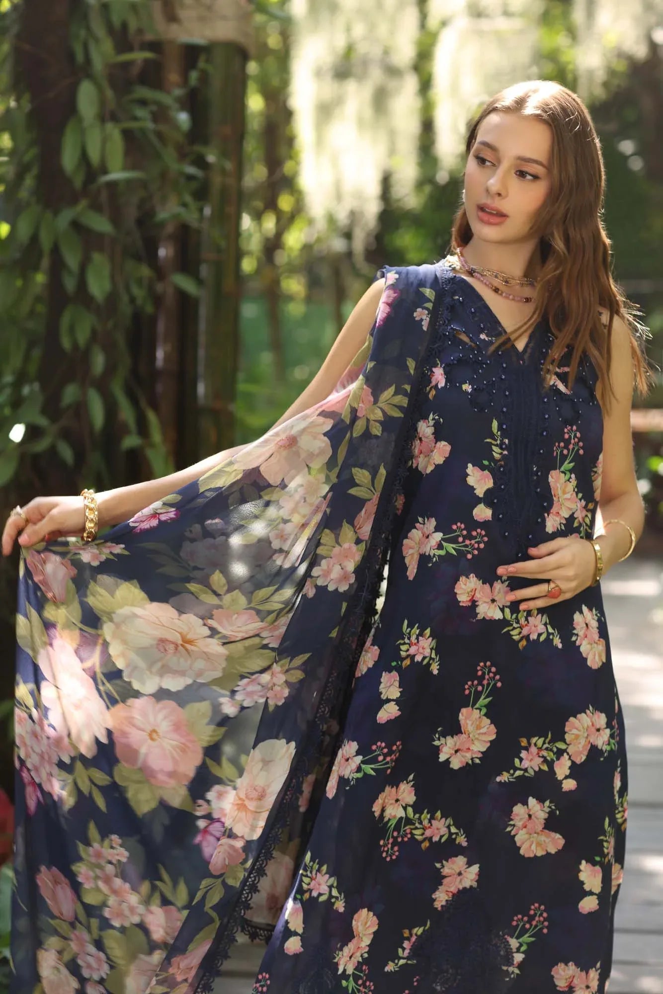 Noor by Saadia Asad | Eid Luxe Printedkari | D8-B - Aqsa Fabrics