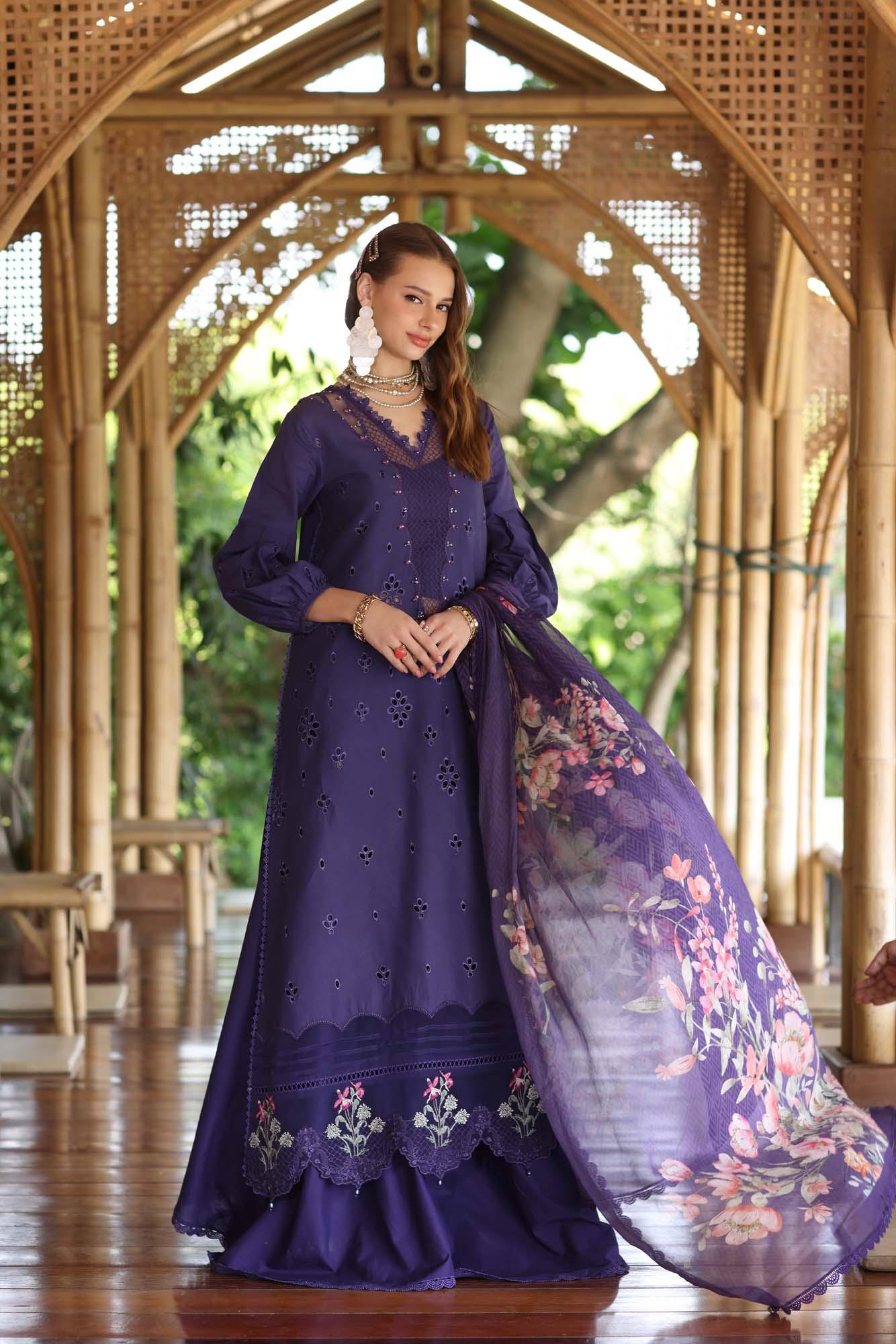 Noor by Saadia Asad | Eid Luxe Printedkari | D7-B - Aqsa Fabrics