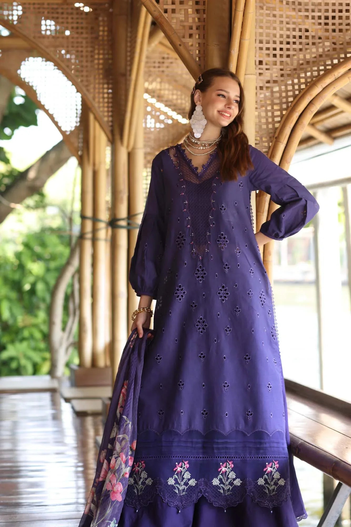 Noor by Saadia Asad | Eid Luxe Printedkari | D7-B - Aqsa Fabrics