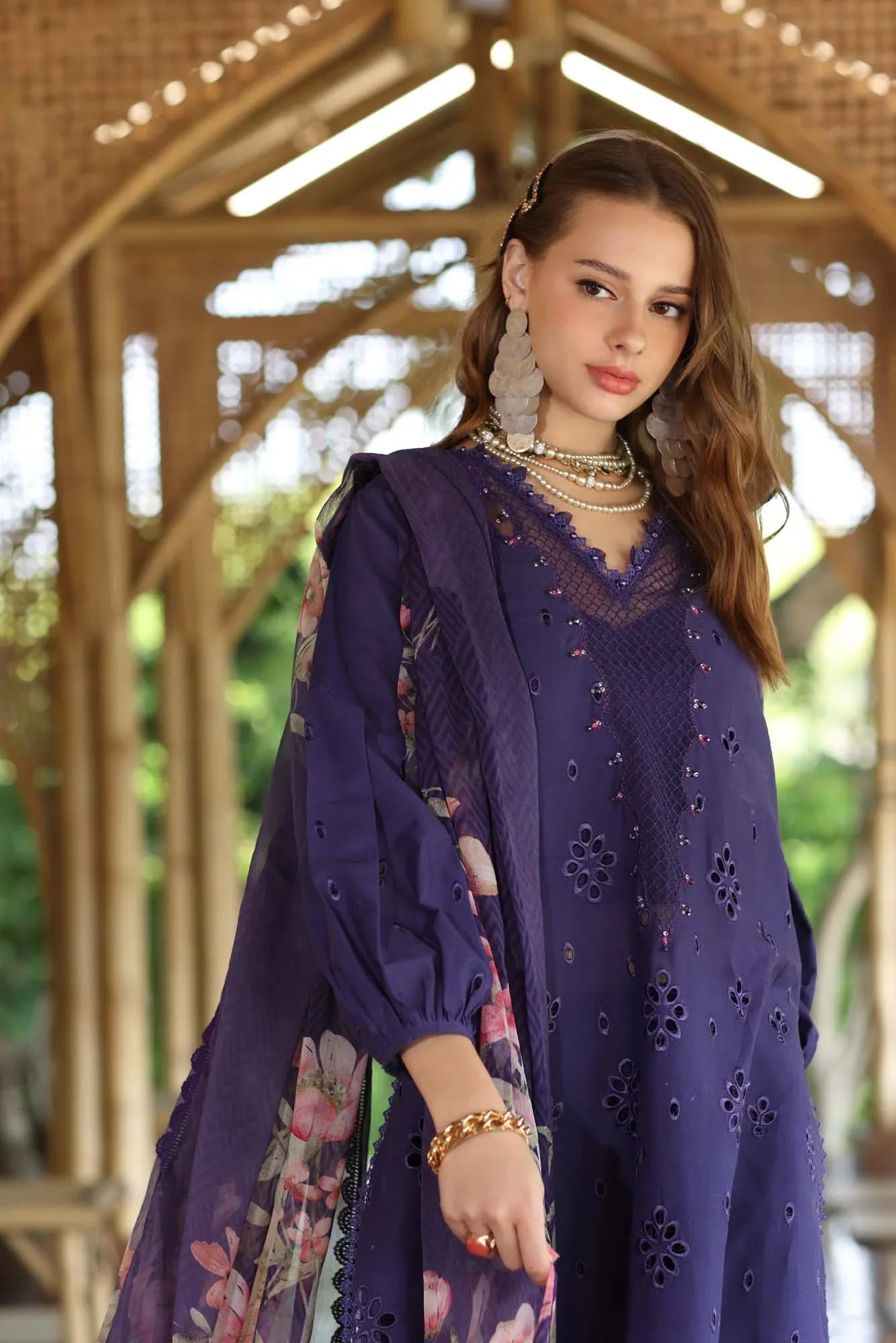 Noor by Saadia Asad | Eid Luxe Printedkari | D7-B - Aqsa Fabrics