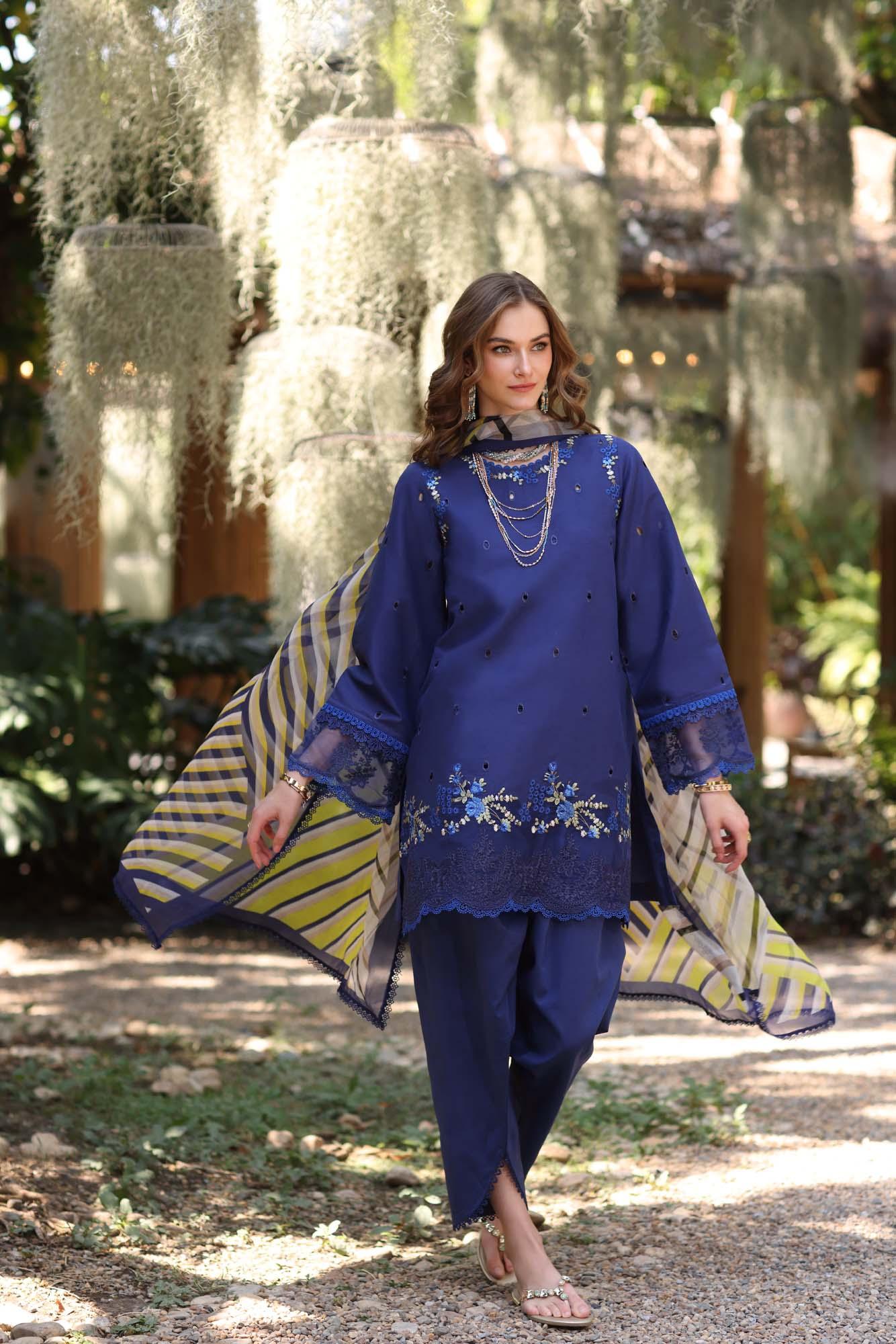 Noor by Saadia Asad | Eid Luxe Printedkari | D3-A - Aqsa Fabrics