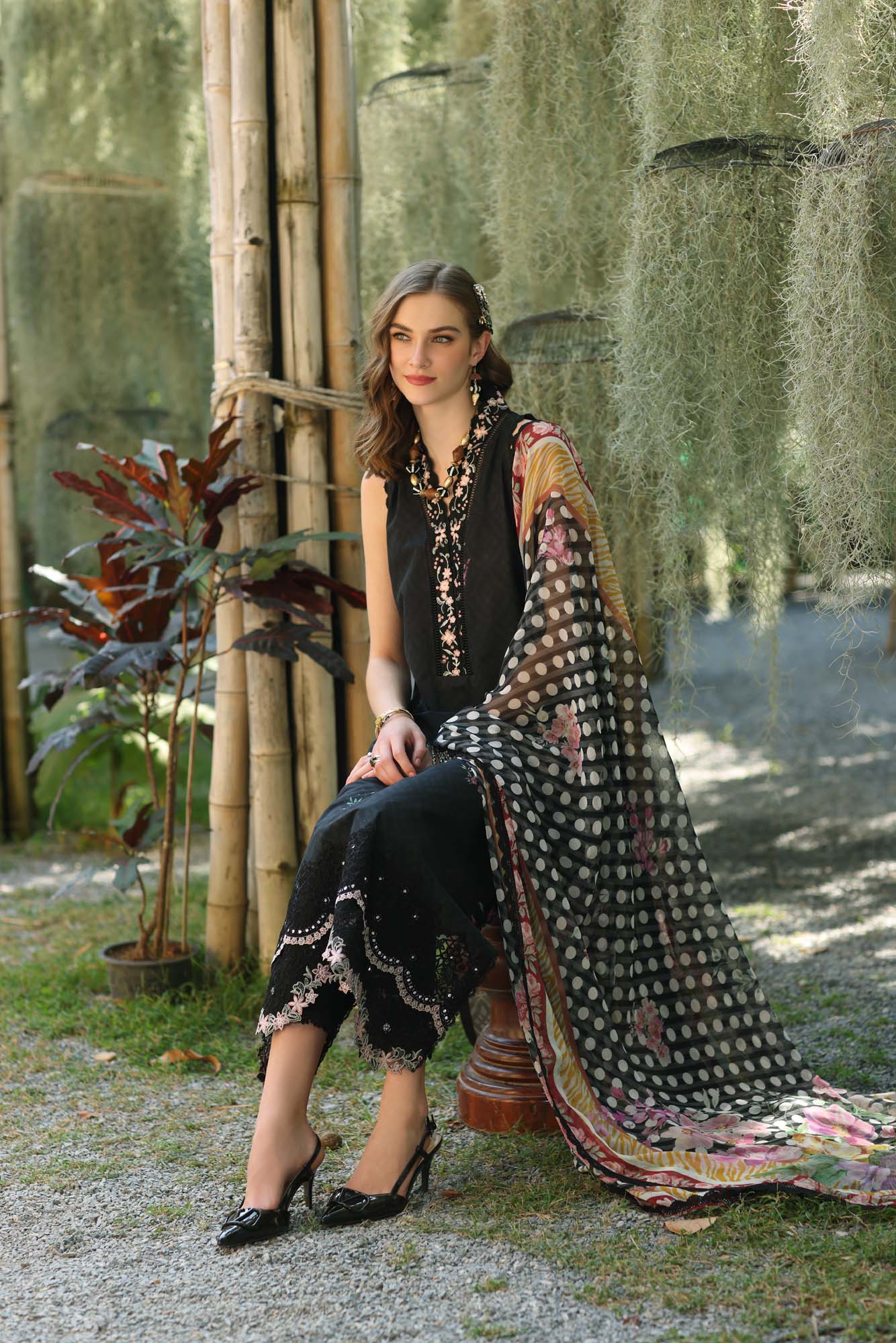 Noor by Saadia Asad | Eid Luxe Printedkari | D10-B - Aqsa Fabrics