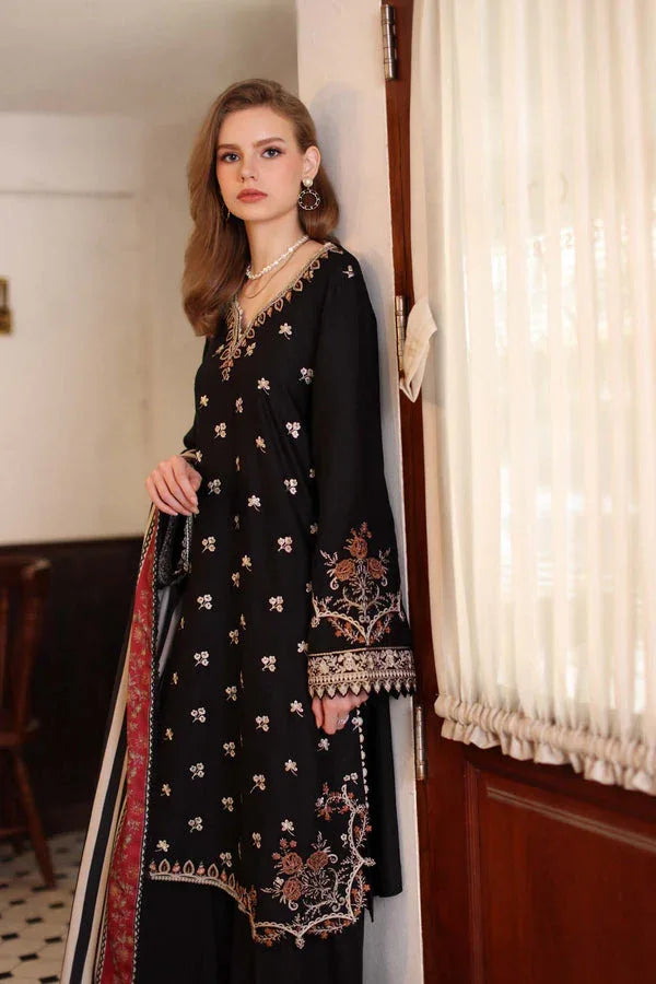 Noor by Saadia Asad | Winter Embroidered Printkhaas 25 | D1 - A - Aqsa Fabrics