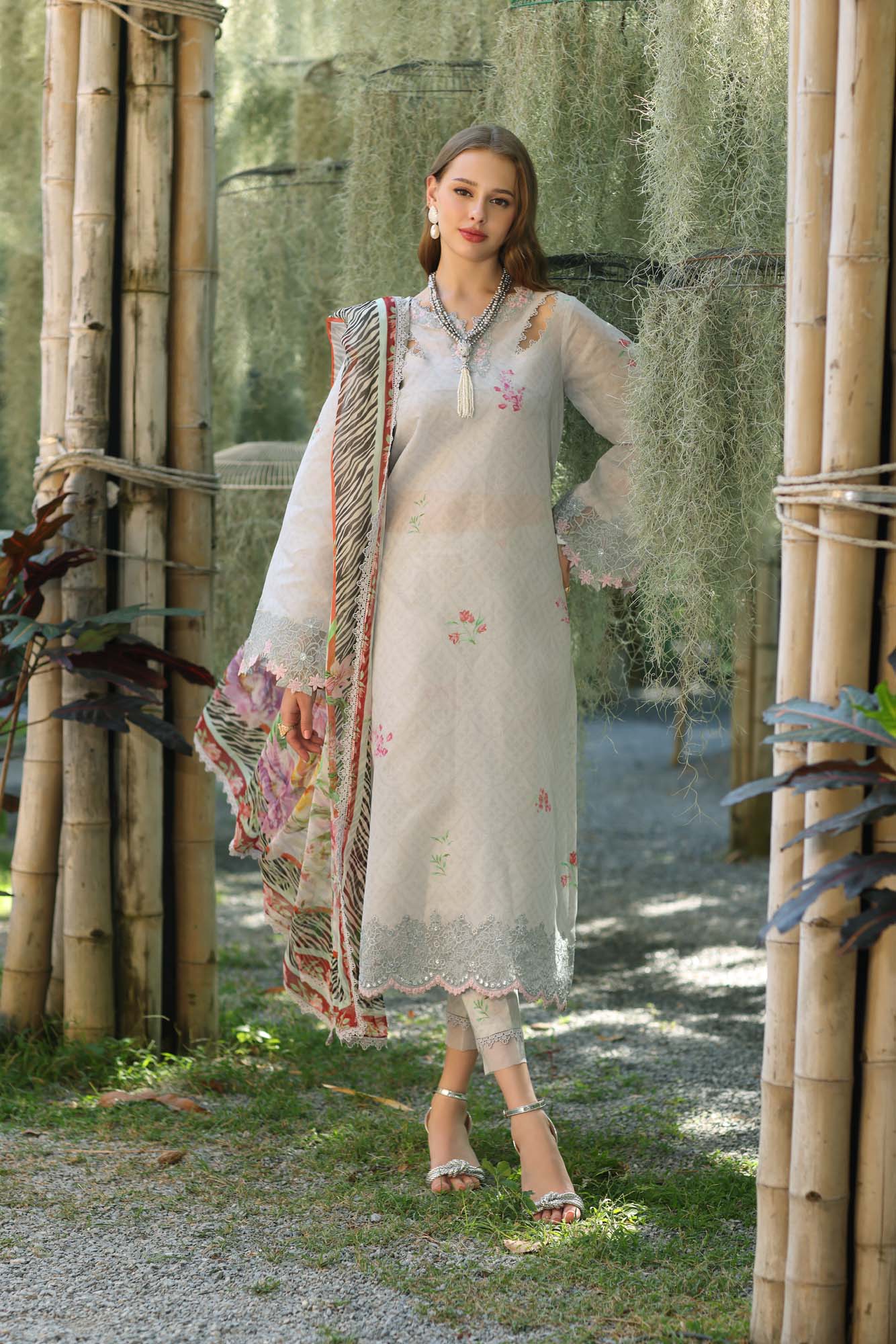 Noor by Saadia Asad | Eid Luxe Printedkari | D10-A - Aqsa Fabrics