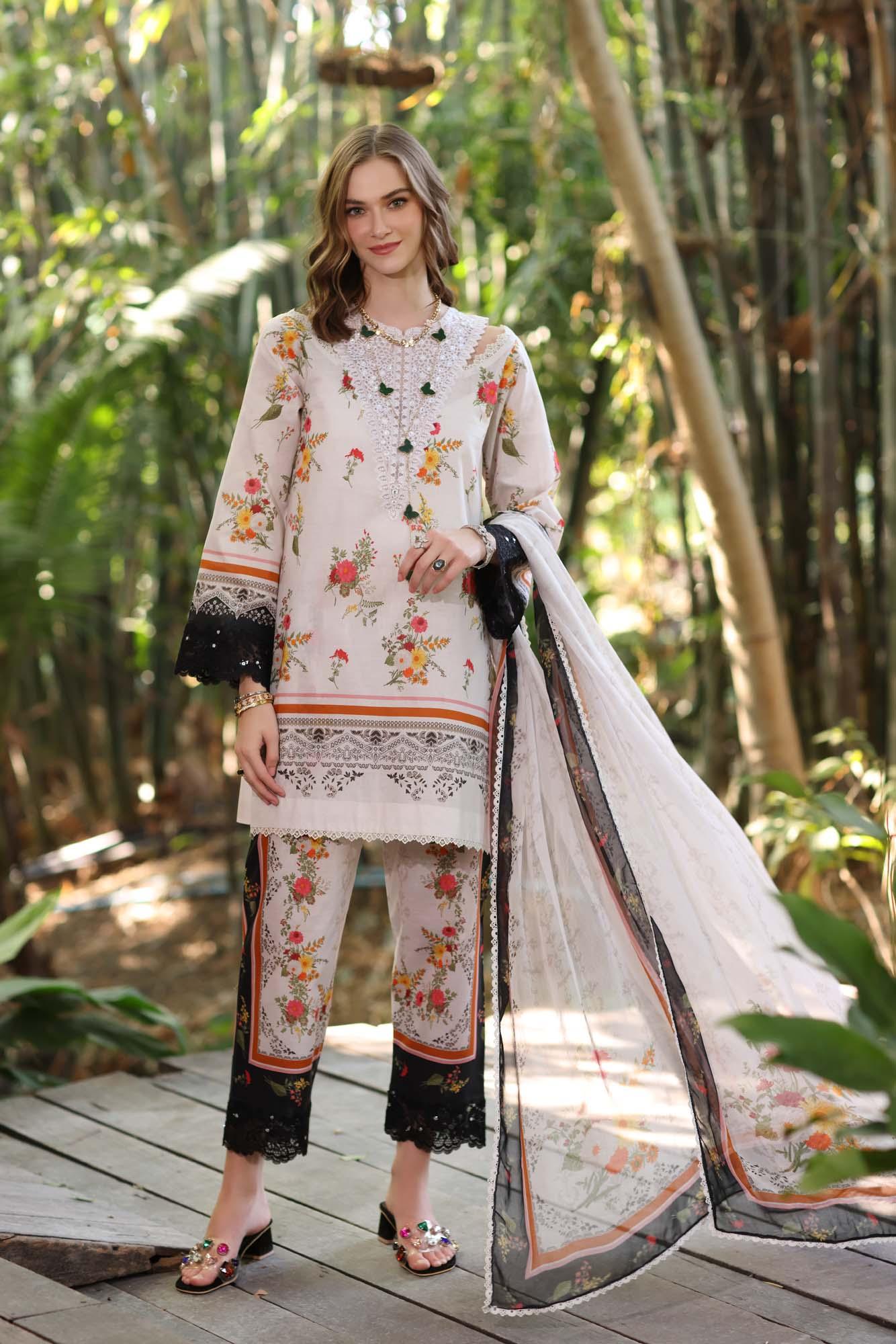 Noor by Saadia Asad | Eid Luxe Printedkari | D4-B - Aqsa Fabrics