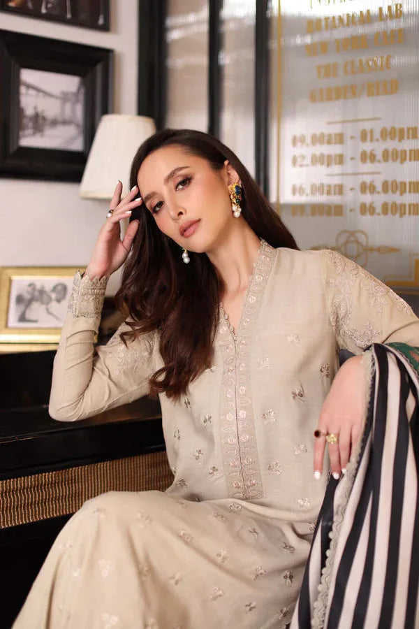 Noor by Saadia Asad | Winter Embroidered Printkhaas 25 | D1 - B - Aqsa Fabrics