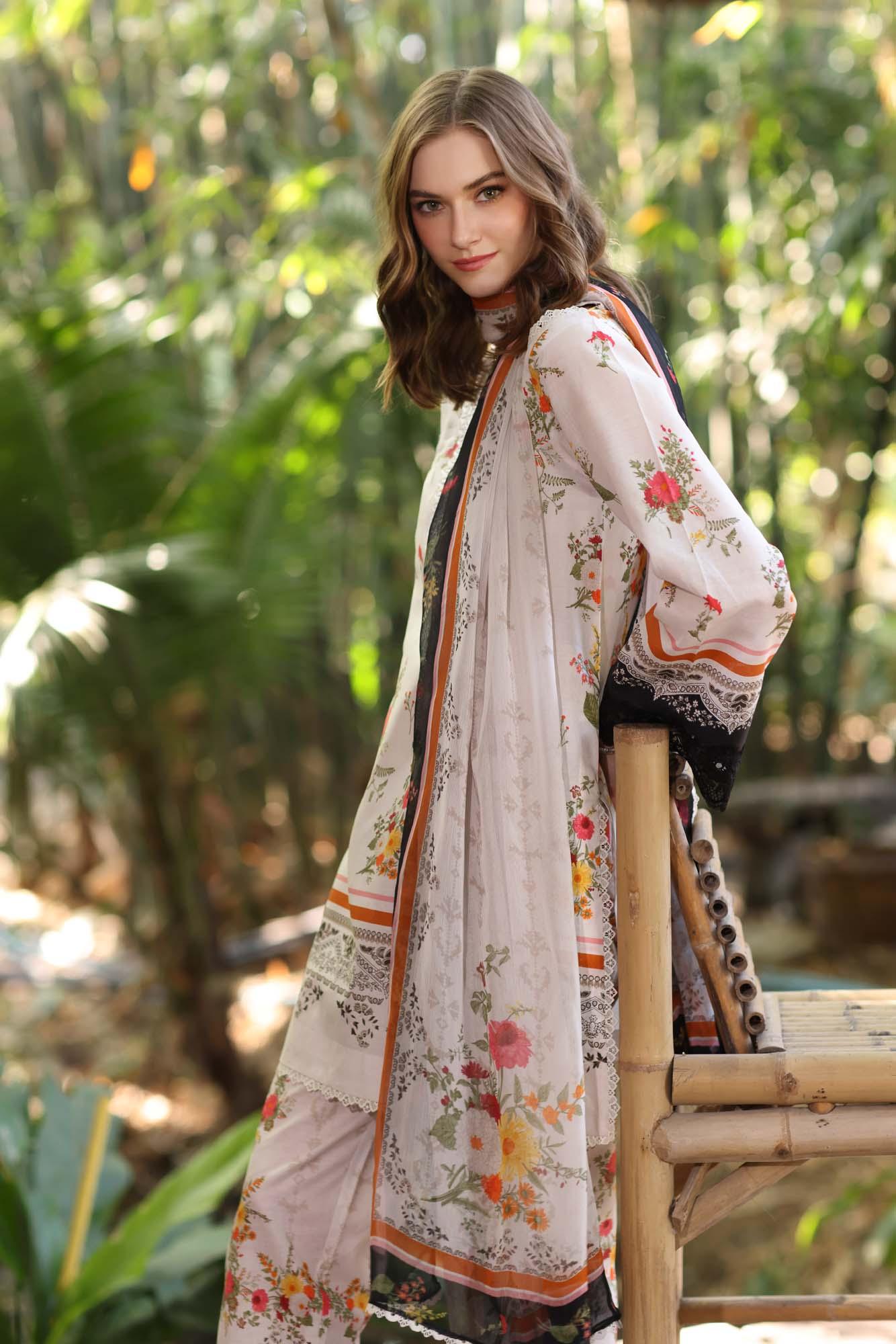 Noor by Saadia Asad | Eid Luxe Printedkari | D4-B - Aqsa Fabrics