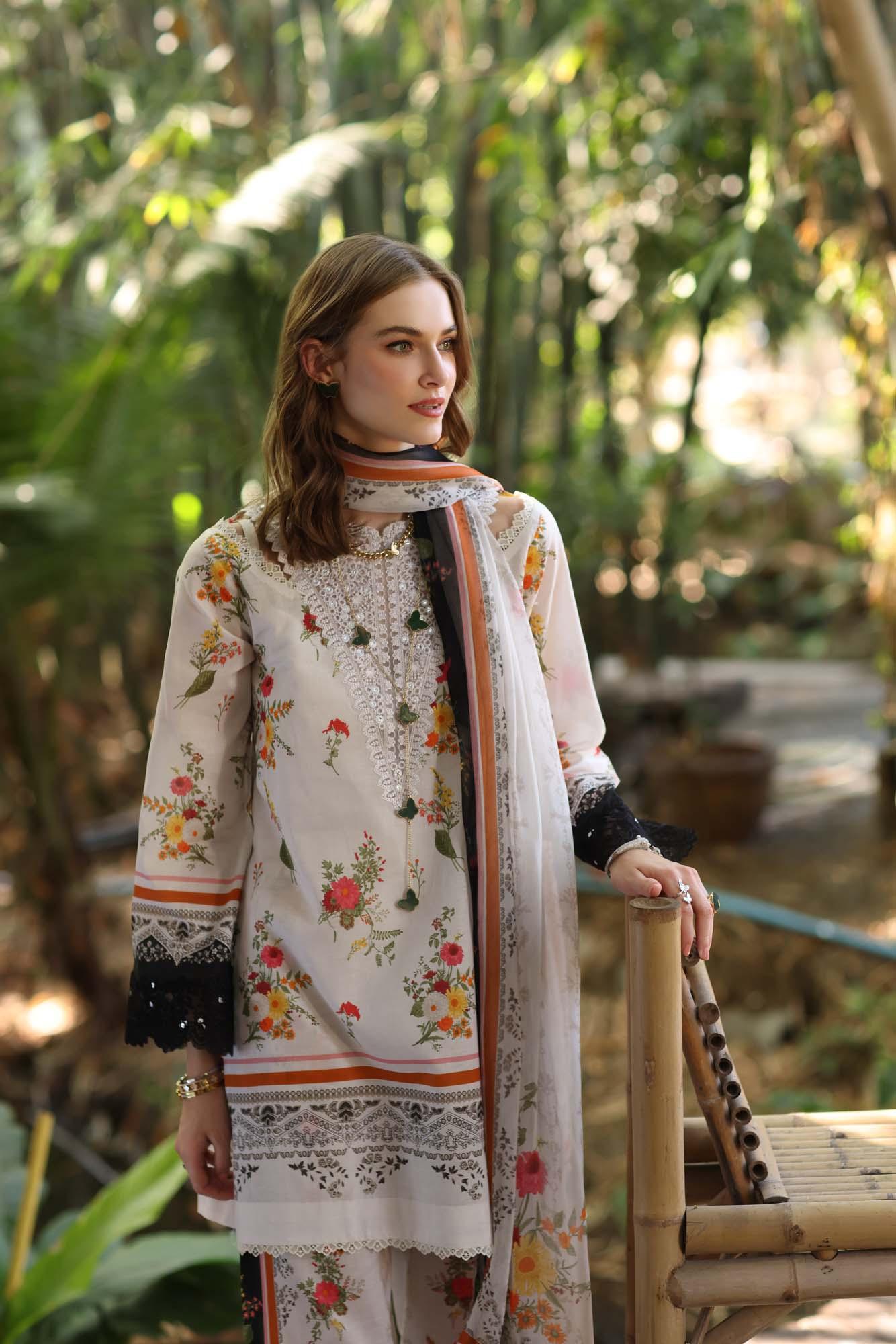 Noor by Saadia Asad | Eid Luxe Printedkari | D4-B - Aqsa Fabrics