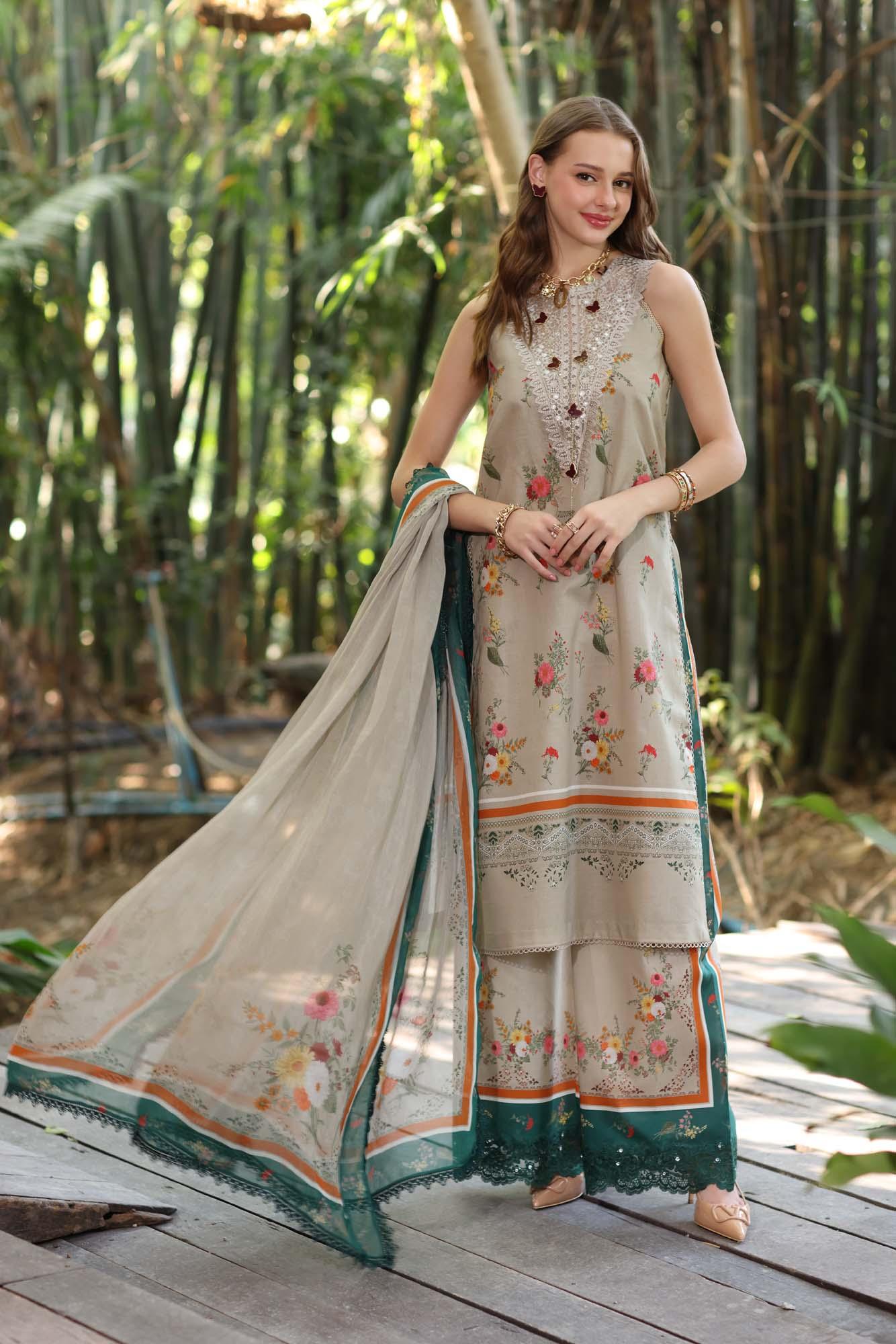 Noor by Saadia Asad | Eid Luxe Printedkari | D4-A - Aqsa Fabrics