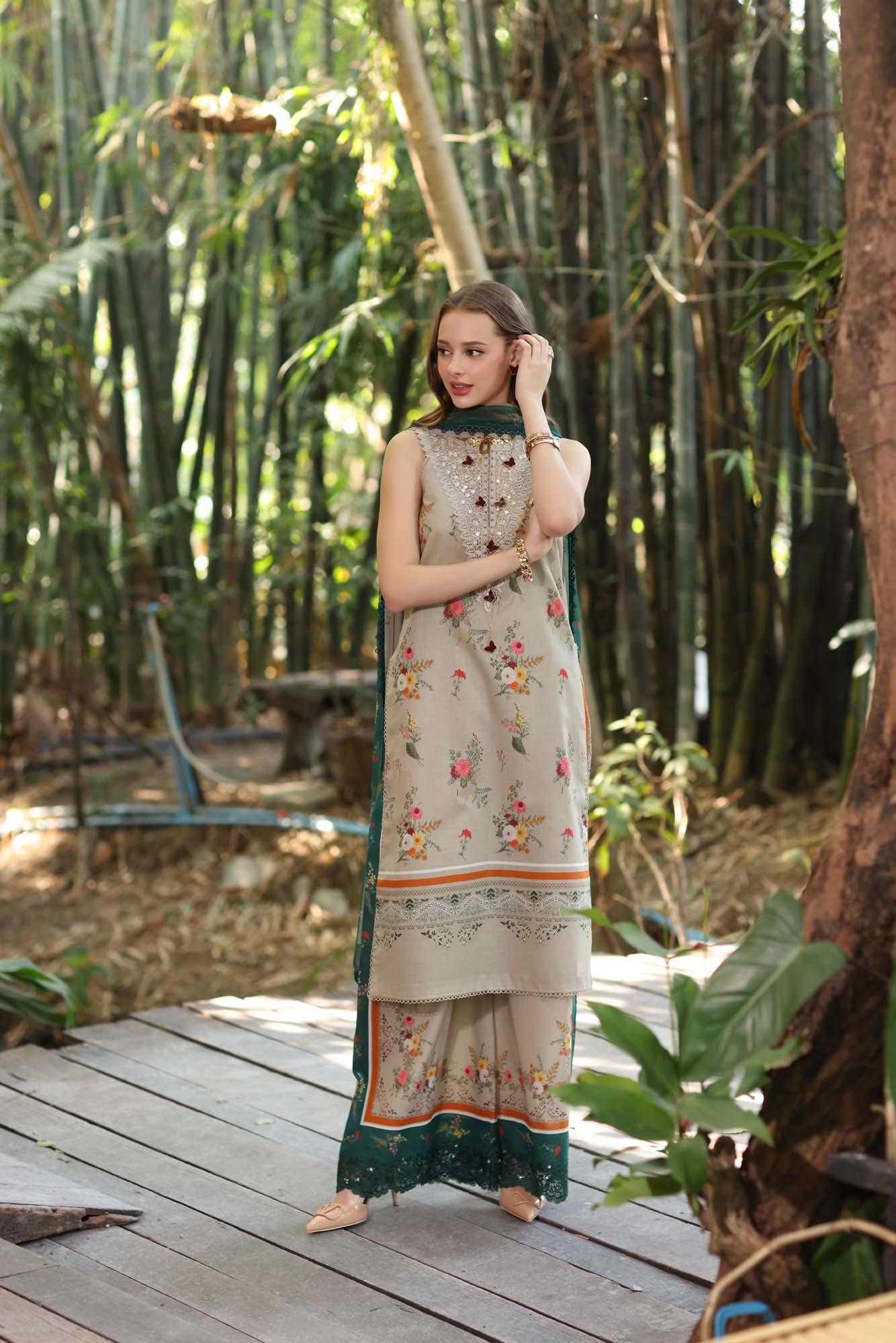 Noor by Saadia Asad | Eid Luxe Printedkari | D4-A - Aqsa Fabrics