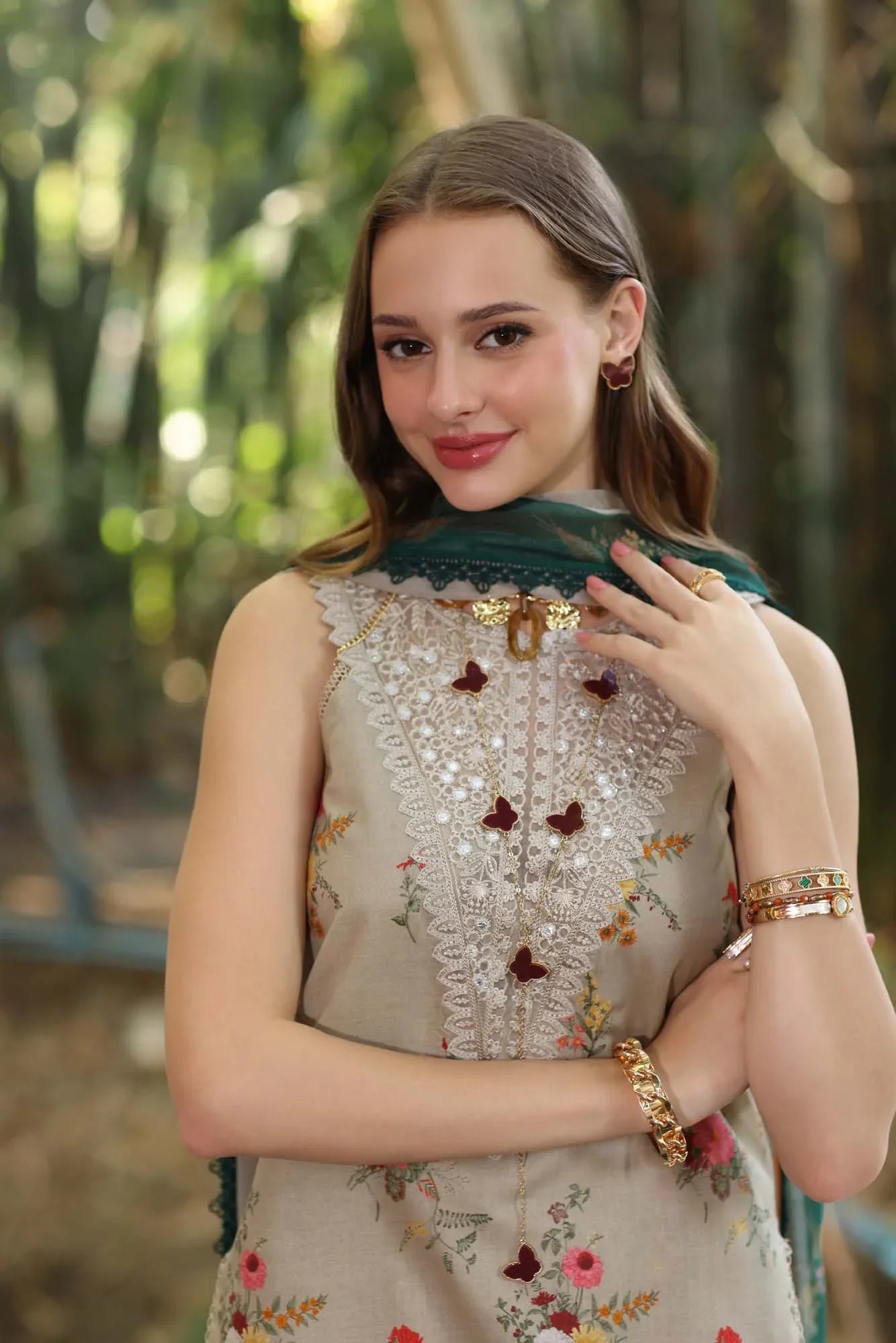 Noor by Saadia Asad | Eid Luxe Printedkari | D4-A - Aqsa Fabrics