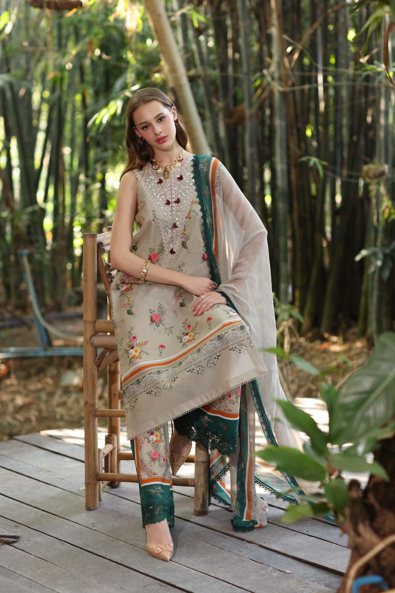 Noor by Saadia Asad | Eid Luxe Printedkari | D4-A - Aqsa Fabrics