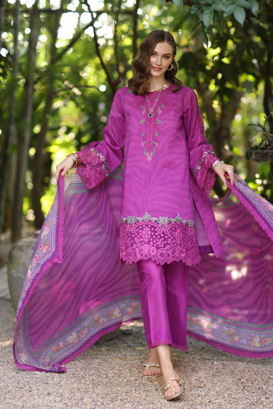 Noor by Saadia Asad | Eid Luxe Printedkari | D1-A - Aqsa Fabrics