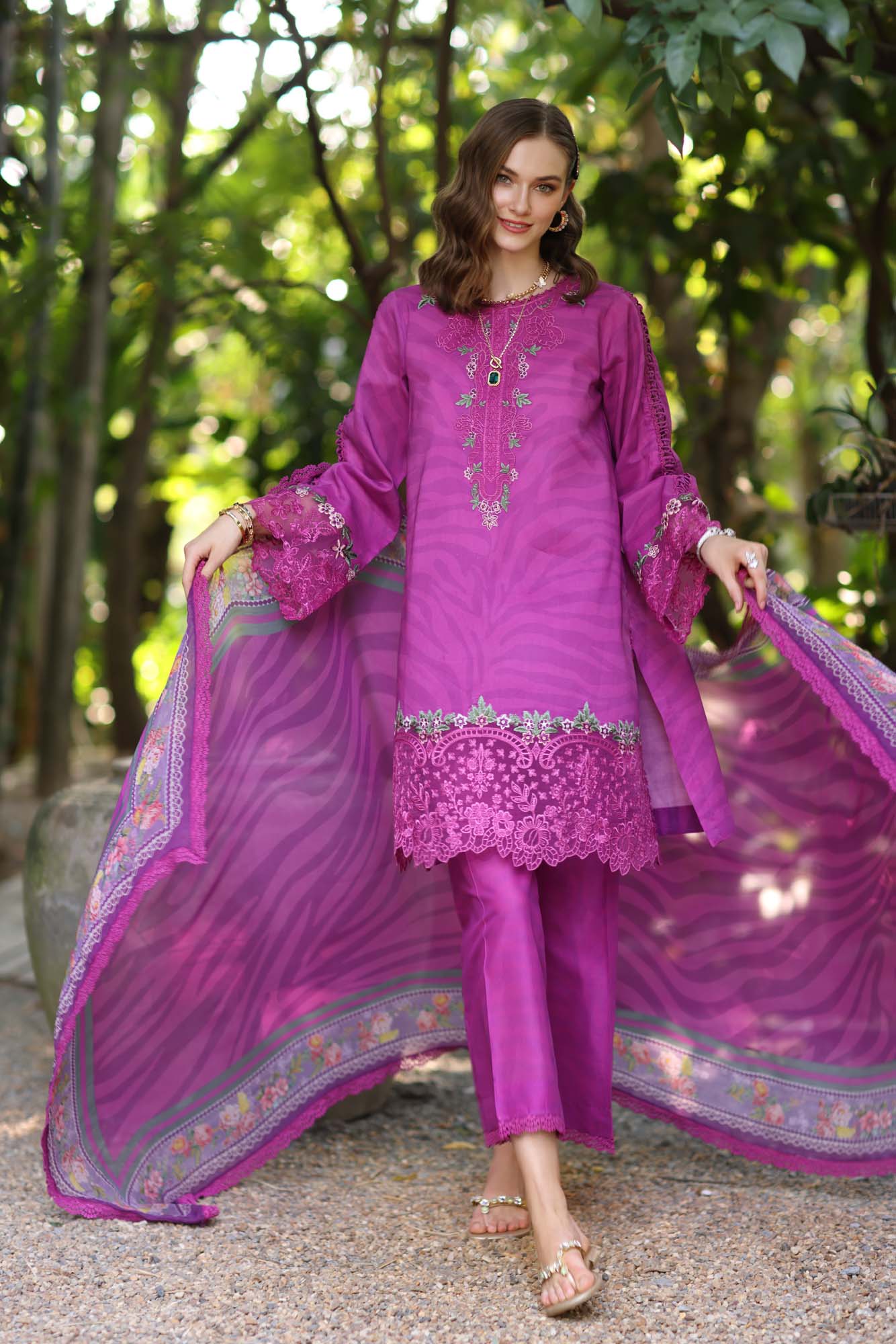 Noor by Saadia Asad | Eid Luxe Printedkari | D1-A - Aqsa Fabrics