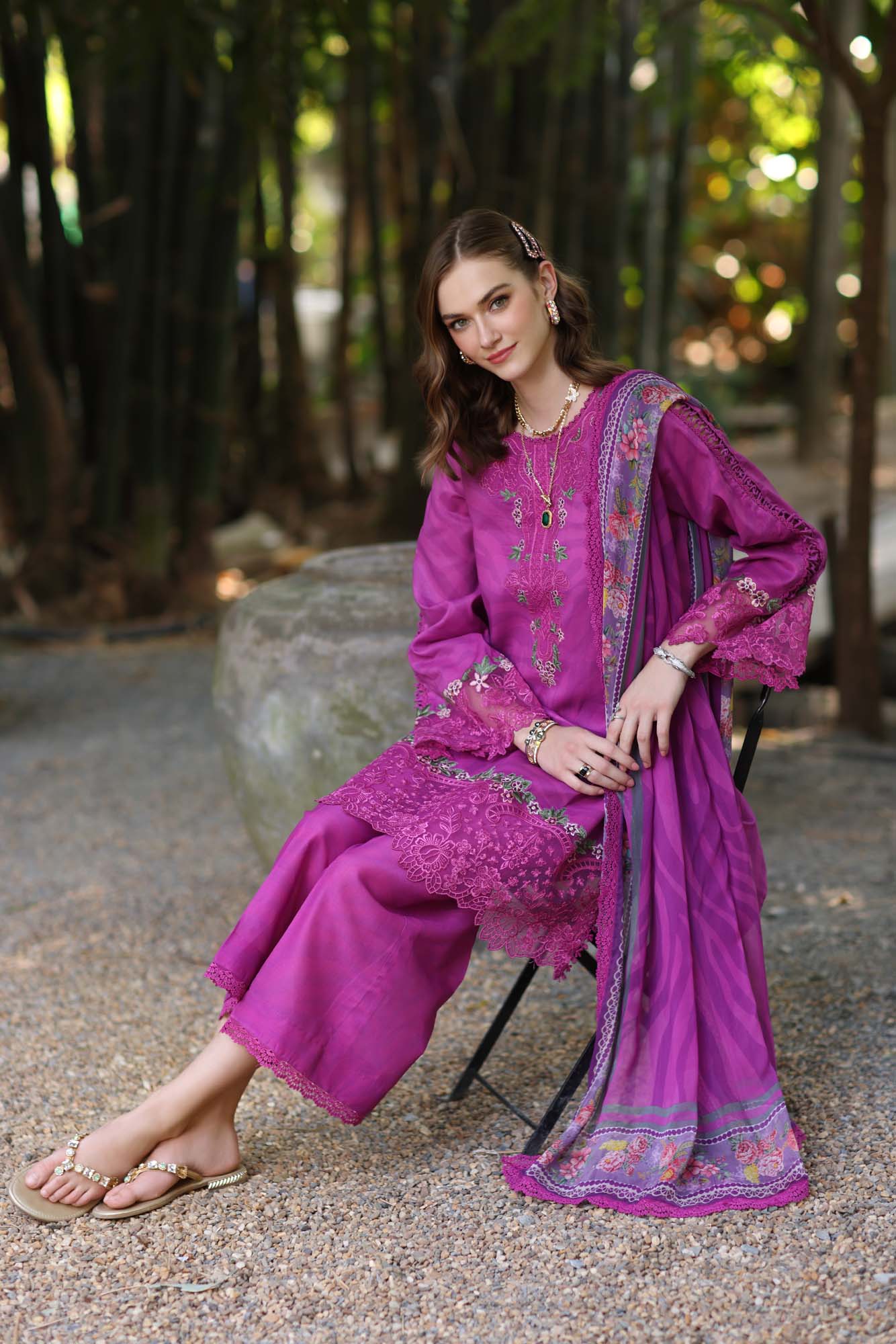 Noor by Saadia Asad | Eid Luxe Printedkari | D1-A - Aqsa Fabrics