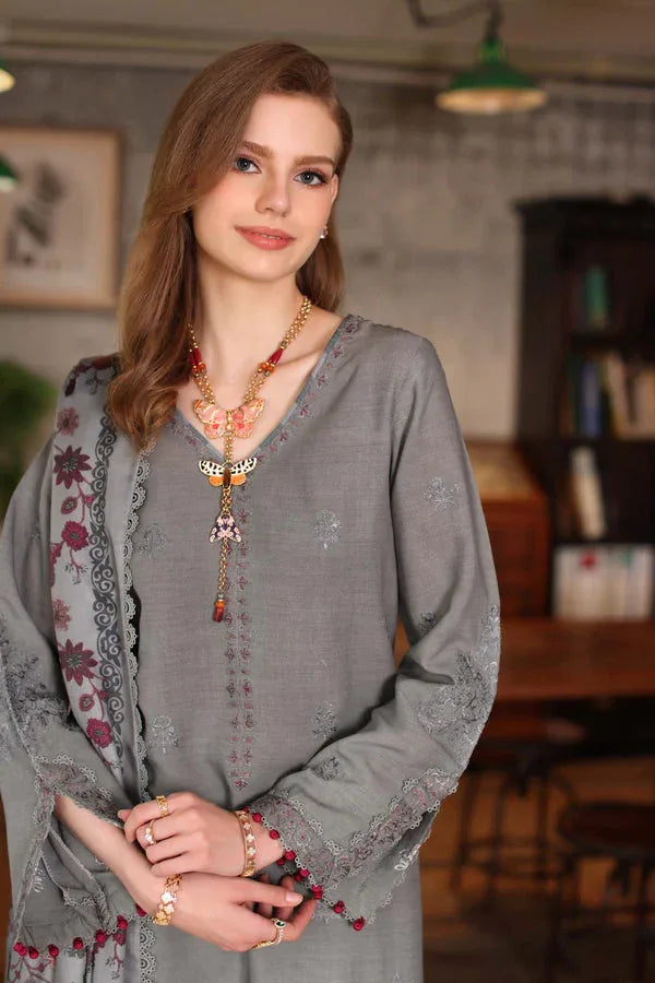 Noor by Saadia Asad | Winter Embroidered Printkhaas 25 | D4 - B - Aqsa Fabrics