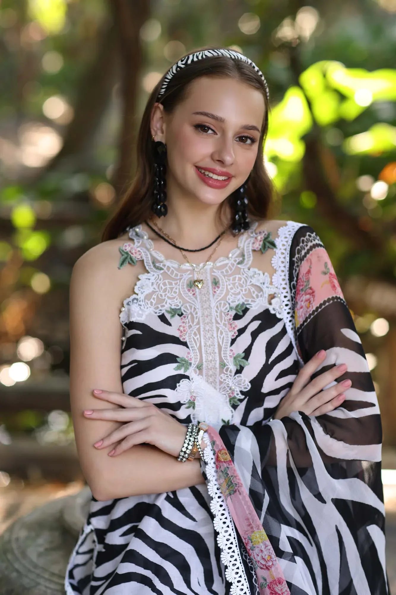 Noor by Saadia Asad | Eid Luxe Printedkari | D1-B - Aqsa Fabrics