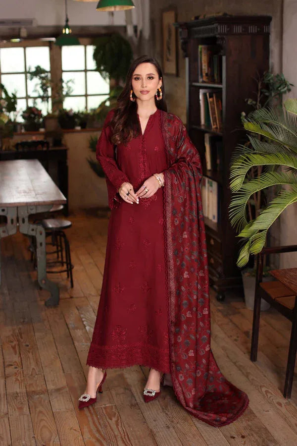 Noor by Saadia Asad | Winter Embroidered Printkhaas 25 | D4 - A - Aqsa Fabrics