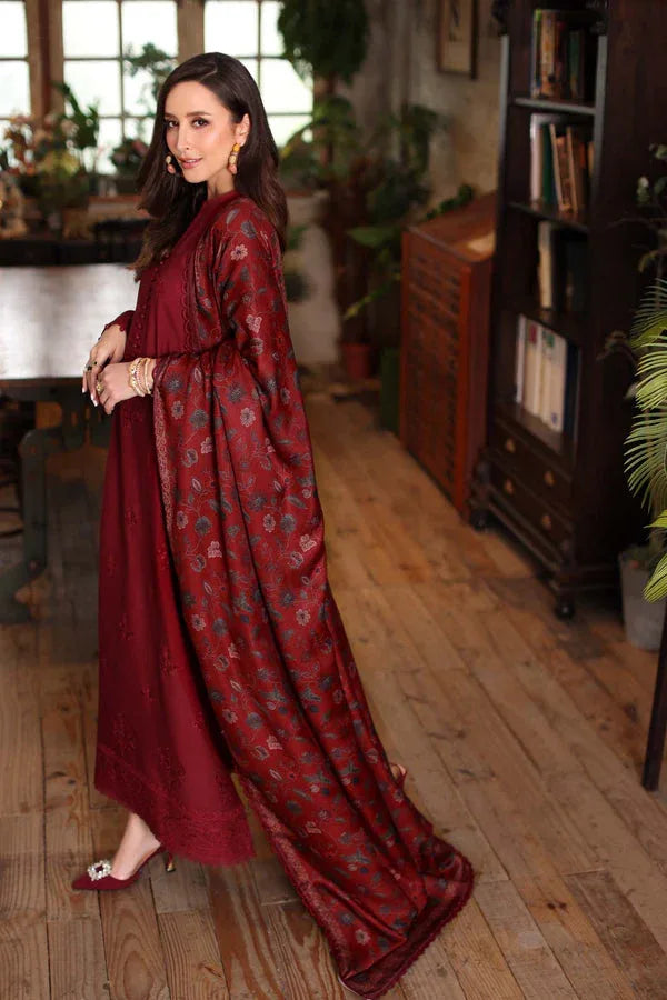 Noor by Saadia Asad | Winter Embroidered Printkhaas 25 | D4 - A - Aqsa Fabrics