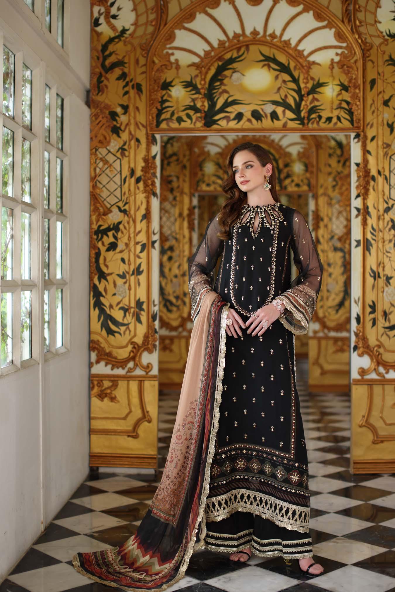 Noor by Saadia Asad | Festive 25 | D1 - Black - Aqsa Fabrics