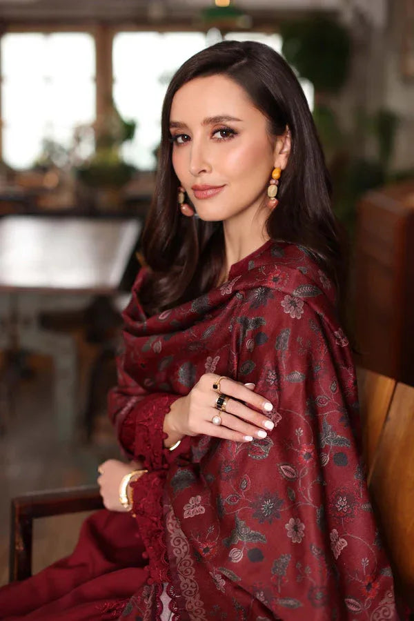 Noor by Saadia Asad | Winter Embroidered Printkhaas 25 | D4 - A - Aqsa Fabrics