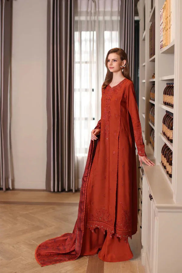 Noor by Saadia Asad | Winter Embroidered Printkhaas 25 | D5 - A - Aqsa Fabrics