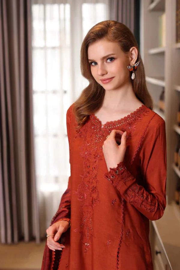 Noor by Saadia Asad | Winter Embroidered Printkhaas 25 | D5 - A - Aqsa Fabrics