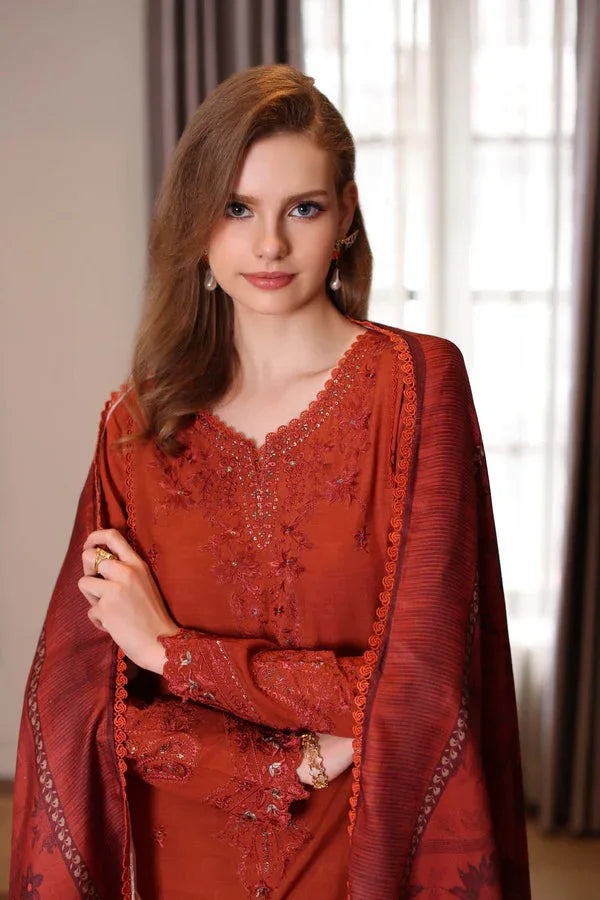 Noor by Saadia Asad | Winter Embroidered Printkhaas 25 | D5 - A - Aqsa Fabrics