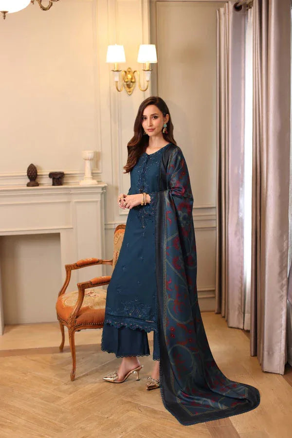 Noor by Saadia Asad | Winter Embroidered Printkhaas 25 | D5 - B - Aqsa Fabrics