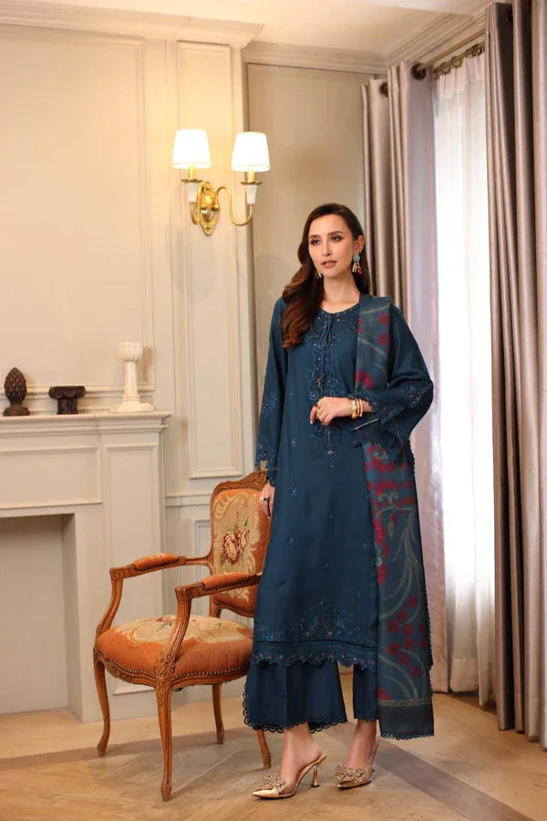 Noor by Saadia Asad | Winter Embroidered Printkhaas 25 | D5 - B - Aqsa Fabrics
