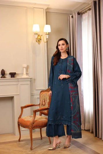 Noor by Saadia Asad | Winter Embroidered Printkhaas 25 | D5 - B - Aqsa Fabrics