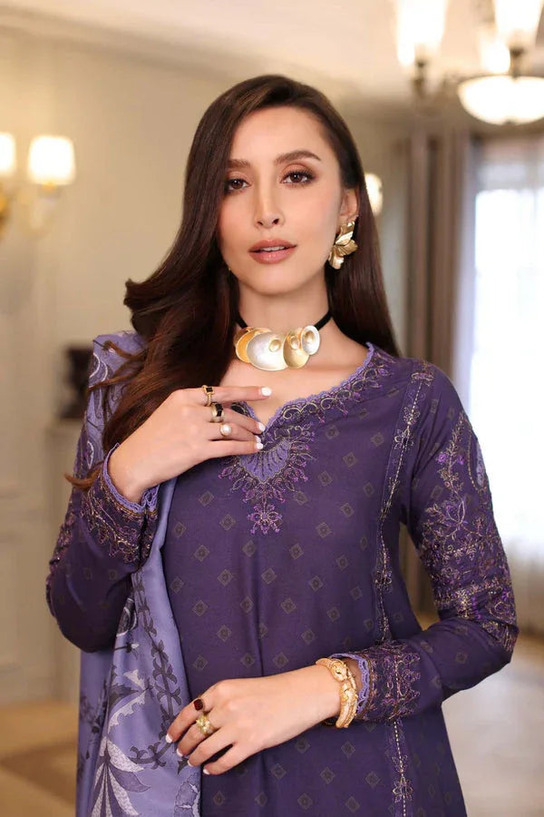 Noor by Saadia Asad | Winter Embroidered Printkhaas 25 | D6 - B - Aqsa Fabrics