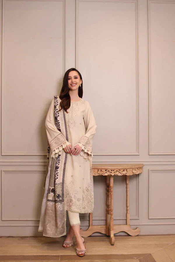 Noor by Saadia Asad | Winter Embroidered Printkhaas 25 | D7 - A - Aqsa Fabrics