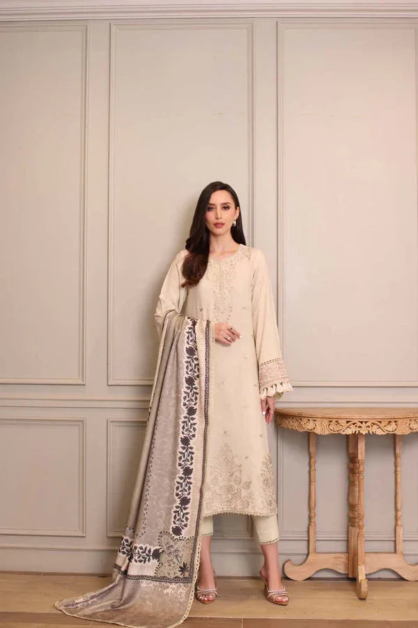 Noor by Saadia Asad | Winter Embroidered Printkhaas 25 | D7 - A - Aqsa Fabrics